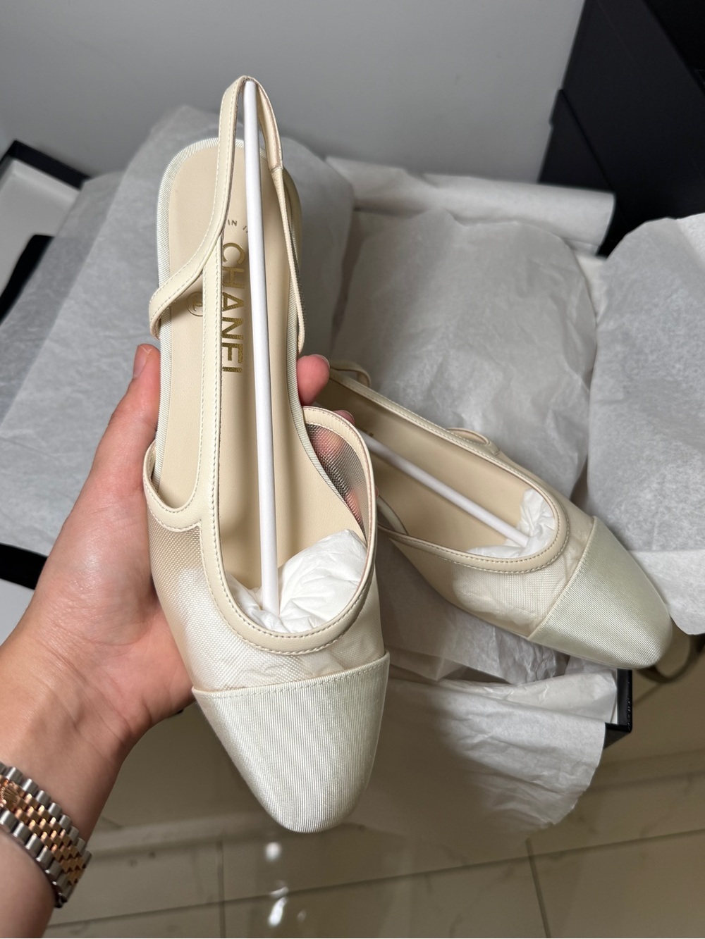 Chanel Ivory Mesh Slingbacks | Size 36 - Picture 3 of 15